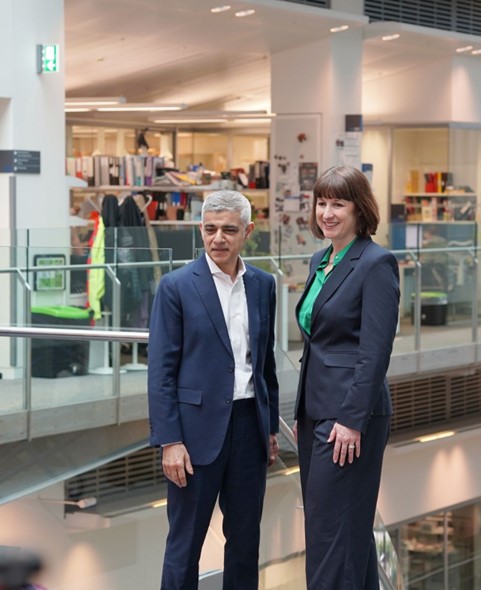 Shadow Chancellor Rachel Reeves and Mayor of London Sadiq Khan visiting the Francis Crick Institute in April 2024