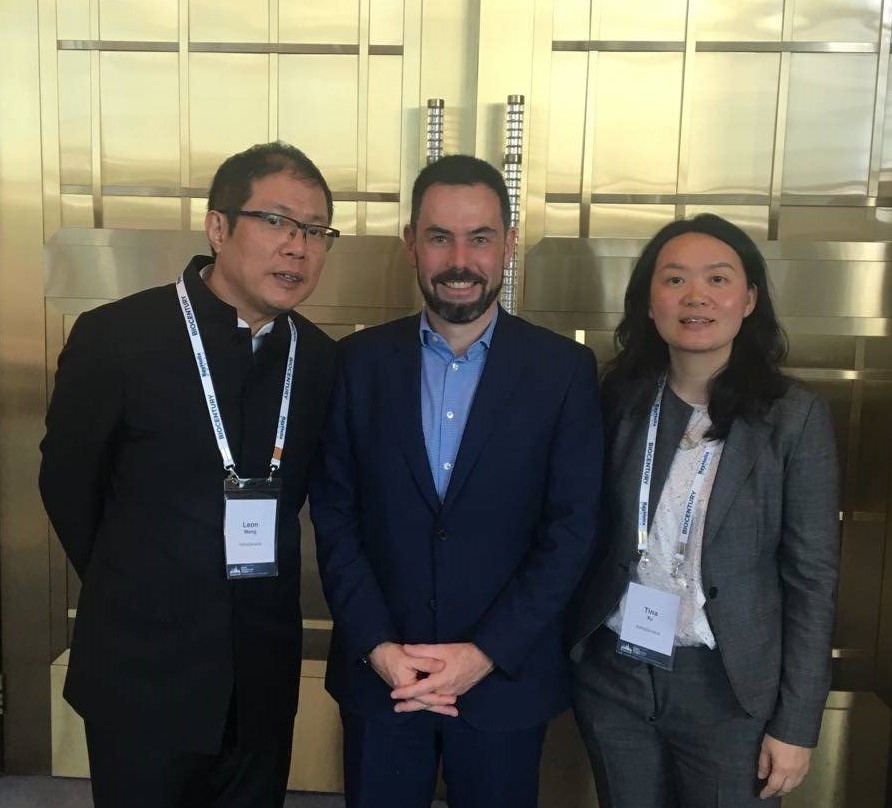 Steve Bates with Leon Wang EVP, International and China President of AstraZeneca and Tina Xu Vice President, China IT & commercial Innovation of AstraZeneca